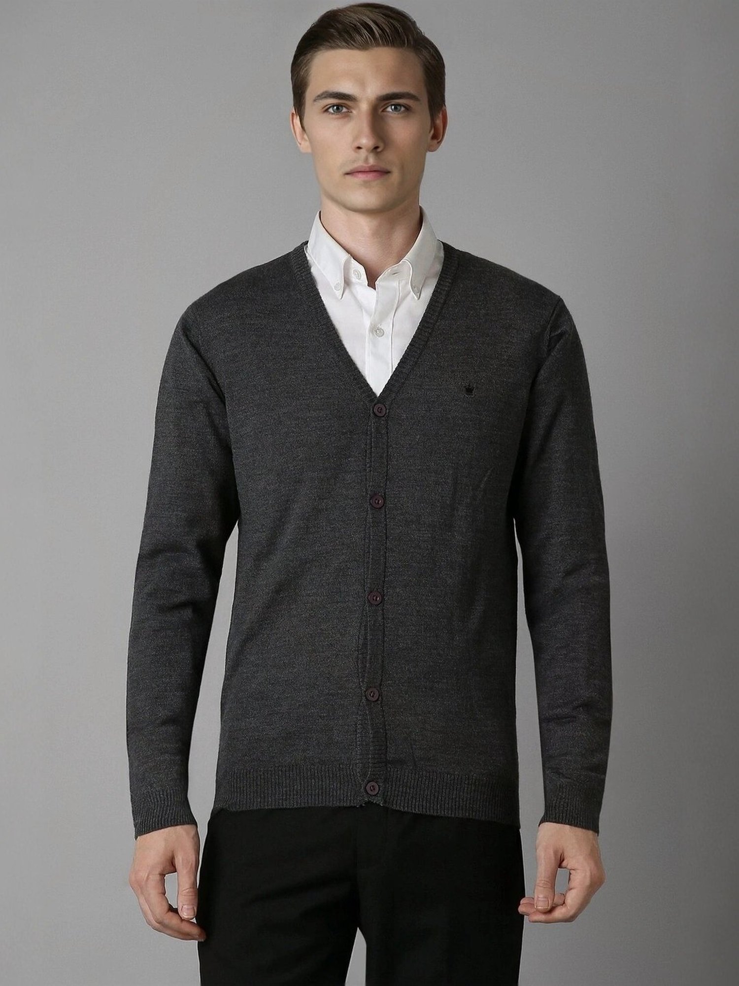 Louis Philippe Grey Regular Fit Sweater