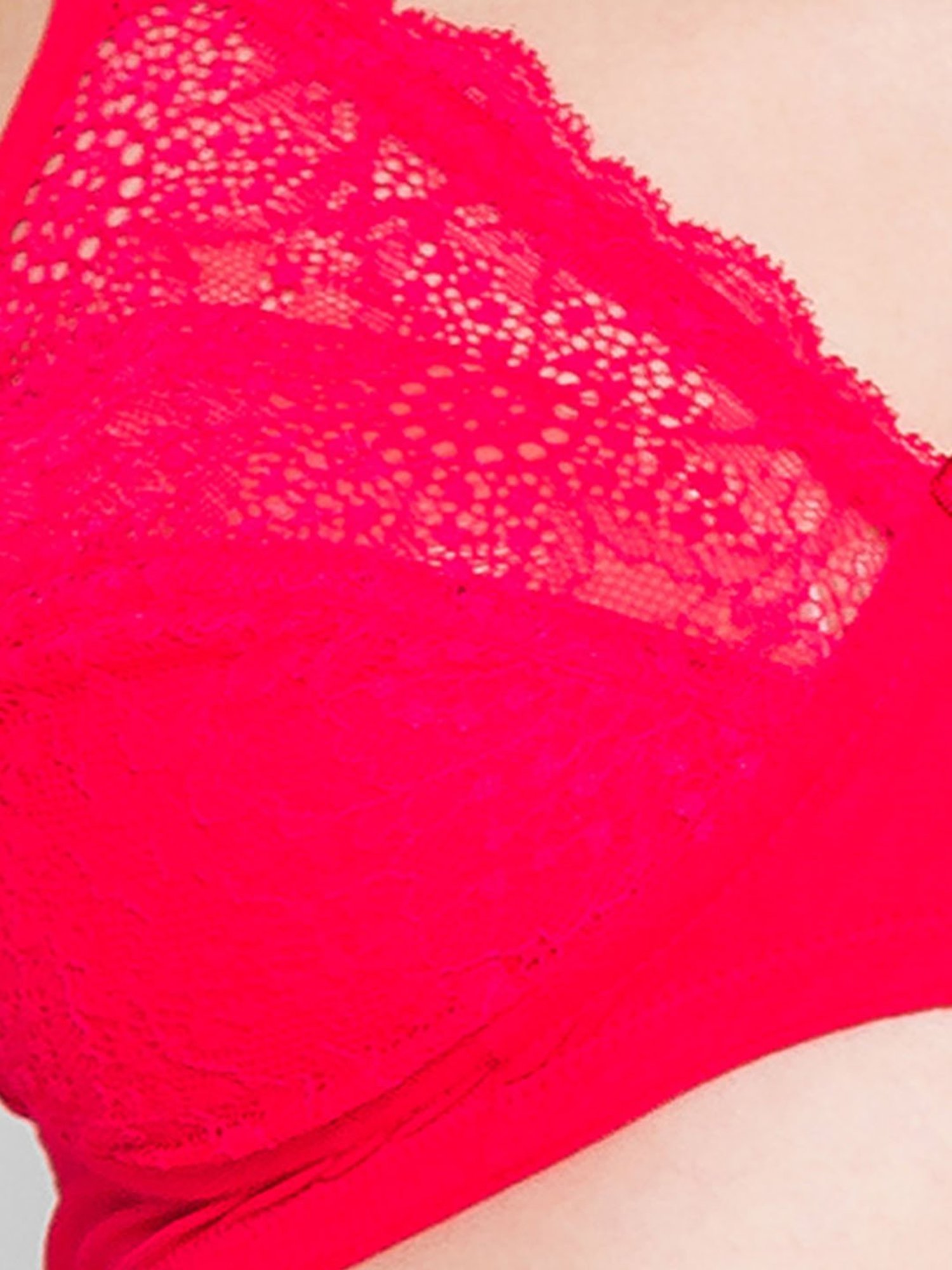 Candyskin Red Lace Bra With Bikini Panty