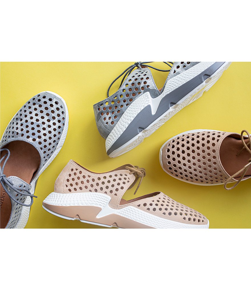 L'Amour Des Pieds Himar Perforated Metallic Leather Sneaker