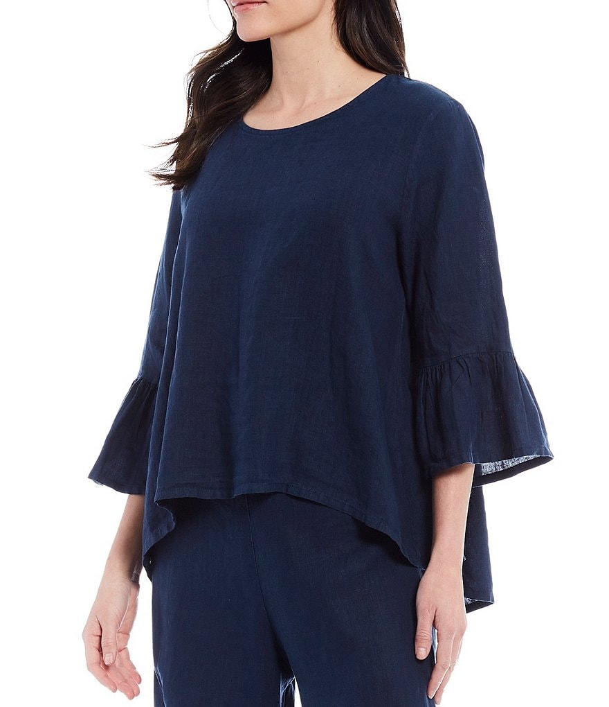 Bryn Walker Fran Linen Bell Sleeve Hi-Low Shirt