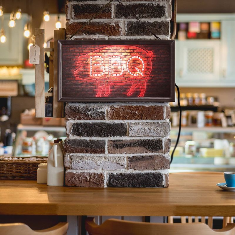 BBQ Pig Framed LED Sign Black - Crystal Art Gallery