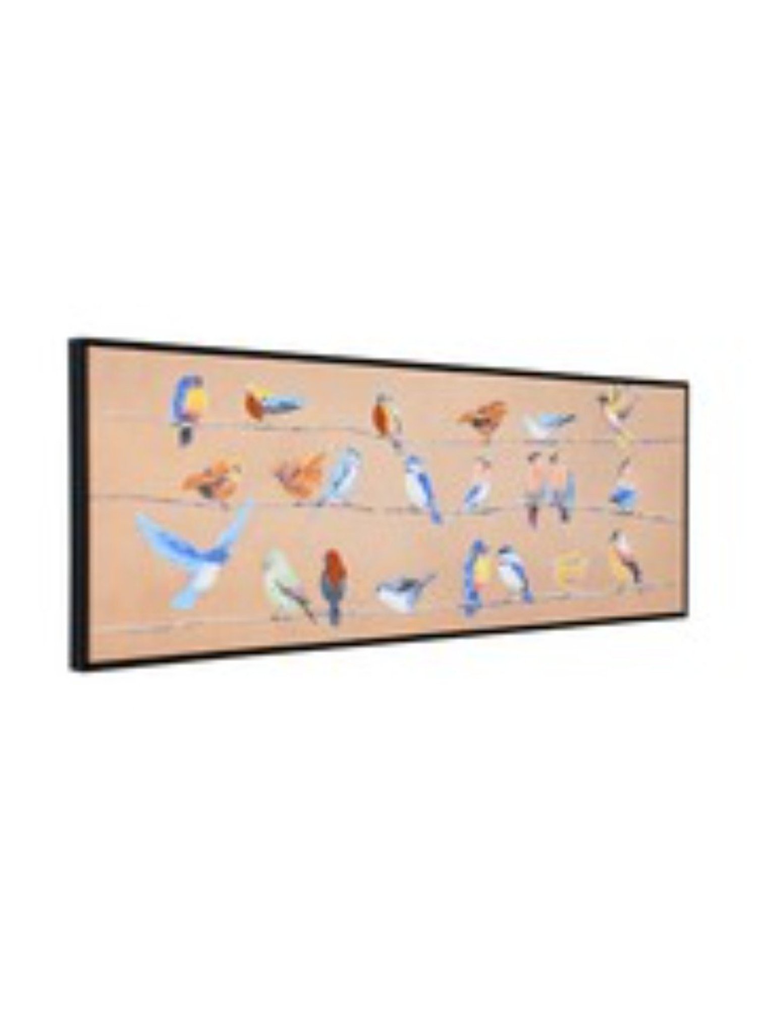@home Mustard Wood Birds Chatter Canvas Wall Painting