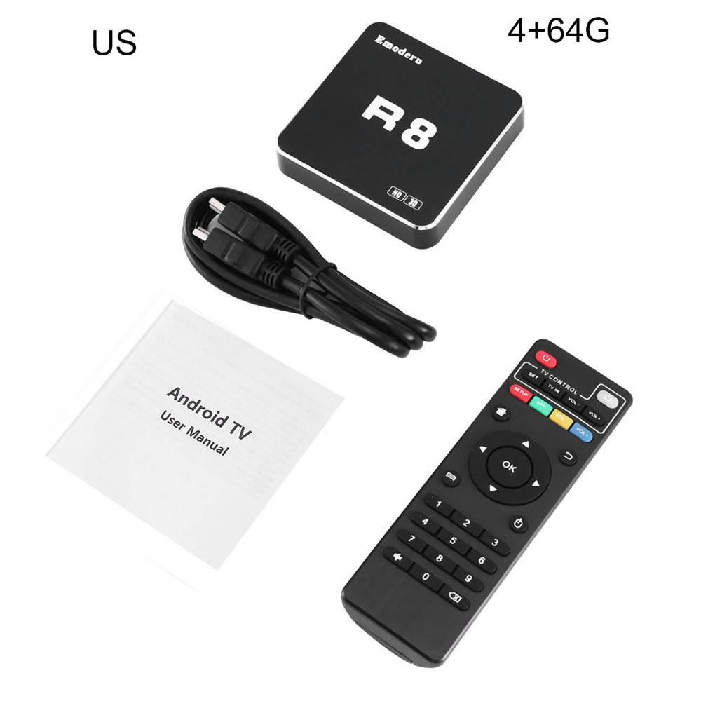 R8 4K HD Network Set-Top Box with Bluetooth-Real 5G-4+64G - Support Ethernet HDMI-compatible Cable AV,US Standard
