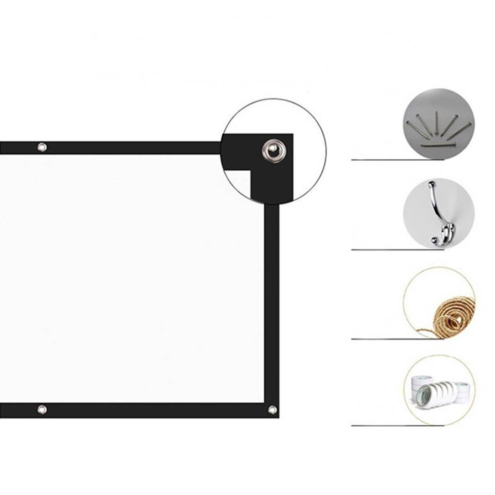 Thinyou Projector Screen White Plastic Simple Portable Curtain HD for Movie Home Theater Indoor Outdoor 120-Inch 16:9 Throw Ratio