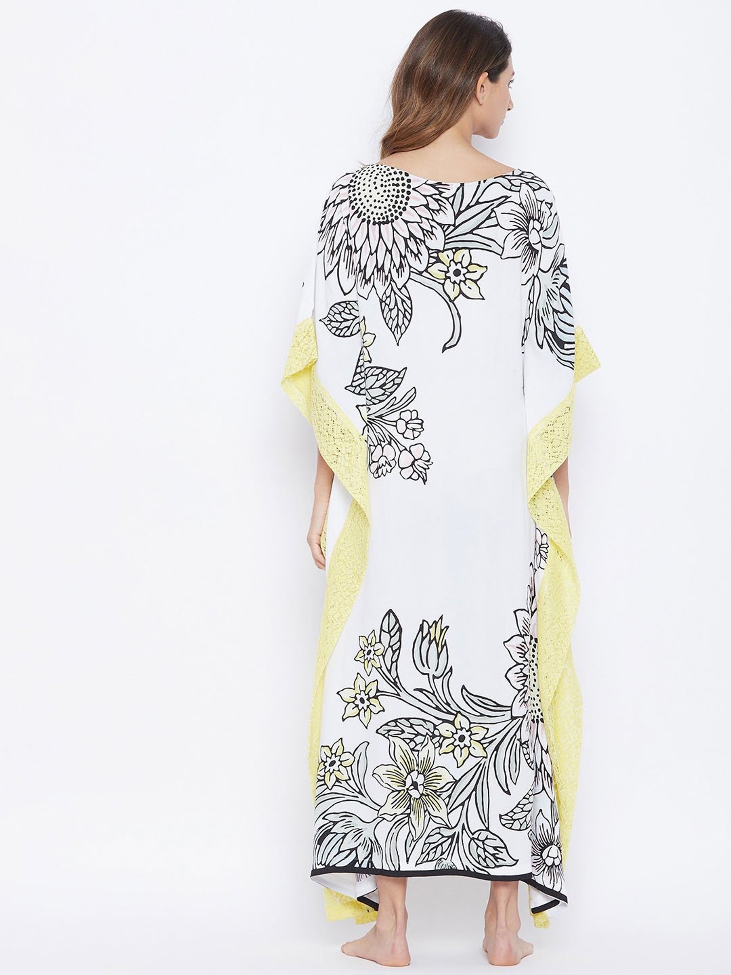 The Kaftan Company White Printed Kaftan Dress