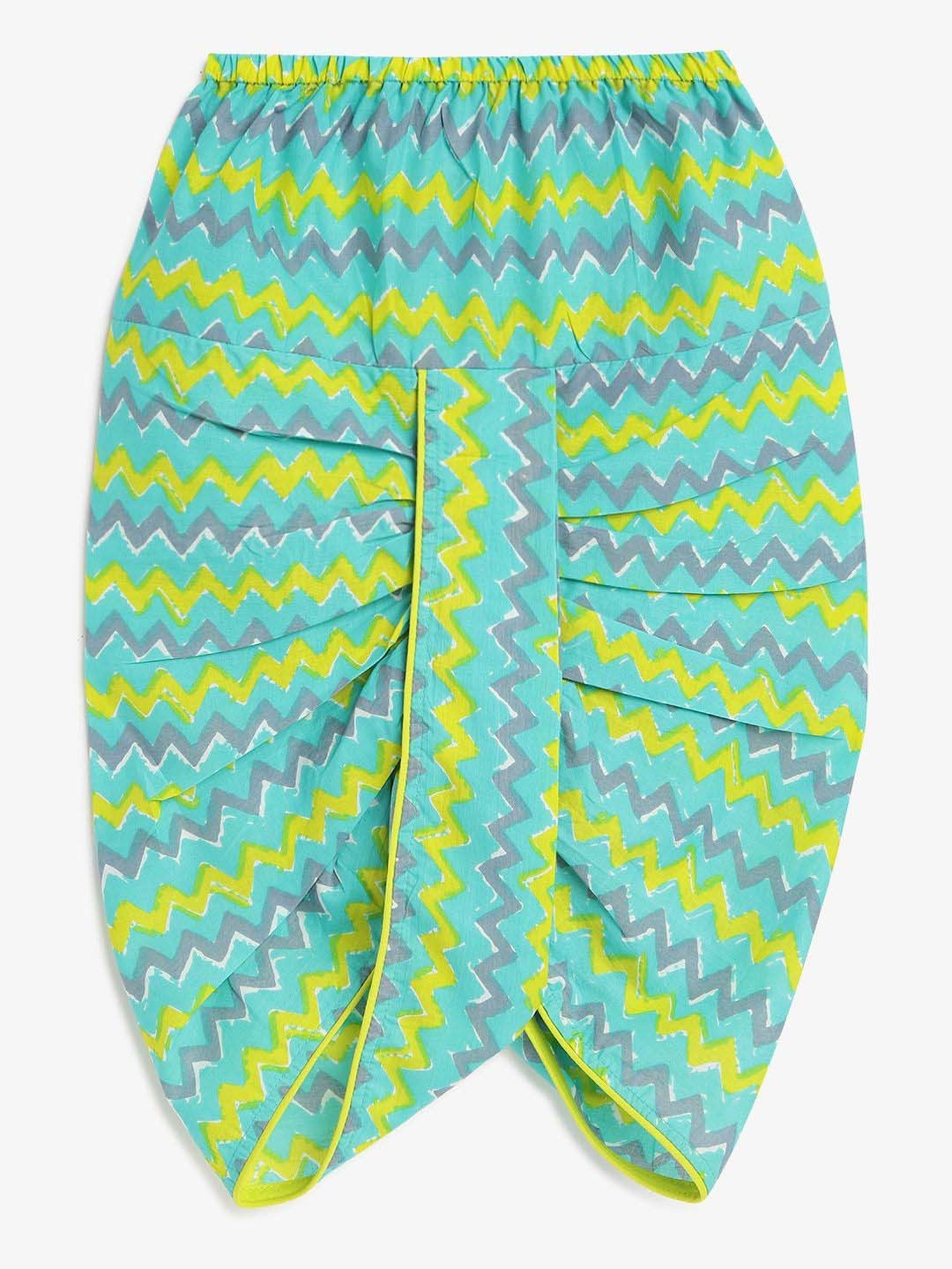 Campana Kids Blue & Green Cotton Printed Full Sleeves Kurta & Dhoti