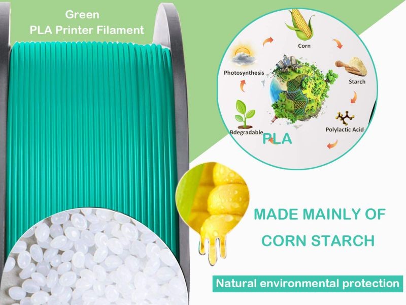 2 Pack PLA 3D Printer Filament 1.75mm, PLA Filament Bundl, Dimensional Accuracy +/- 0.02mm, 1kg Spool(2.2lbs) x 2, Fit Most FDM Printer(White+green - 2 Pack)