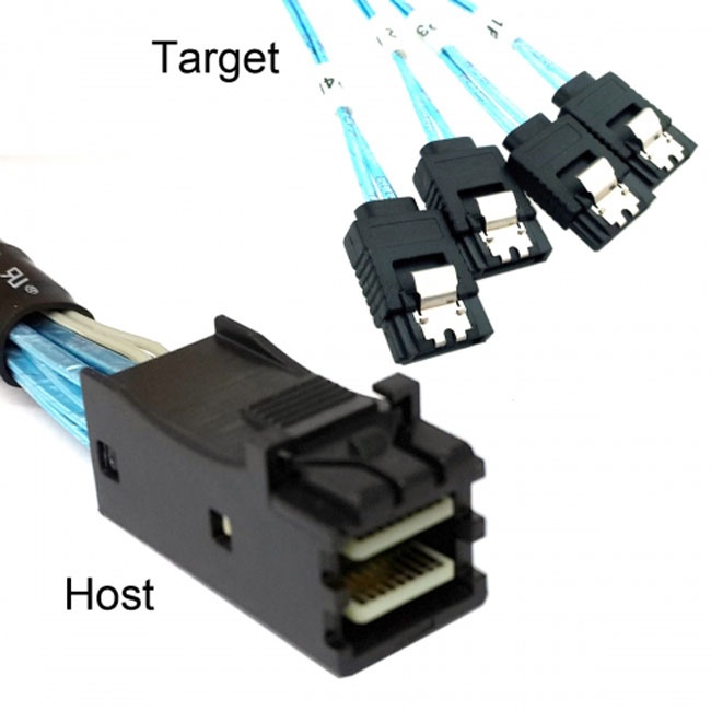 Jimier Internal Mini SAS SFF-8643 Host to 4 SATA 7pin Target Hard Disk 6Gbps Data Server Raid Cable 50cm SF-074-0.5M
