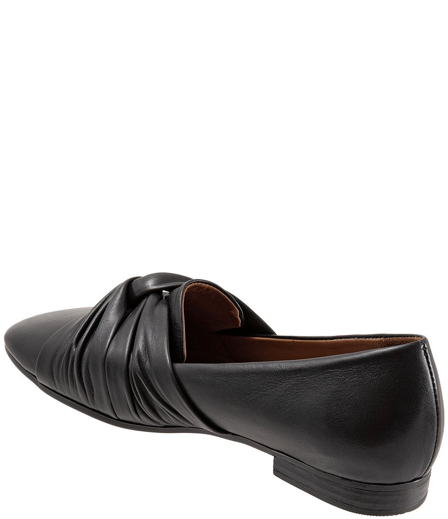 Bueno Emma Leather Pleated Knot Slip-On Flat Loafers