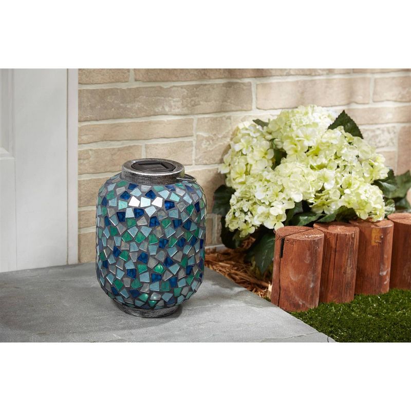 10" LED Mosaic Solar Outdoor Lantern Blue - Smart Solar