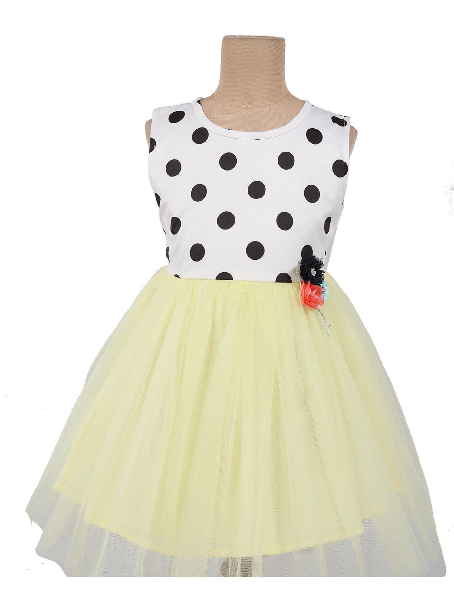 The Magic Wand Kids White & Yellow Printed Dress