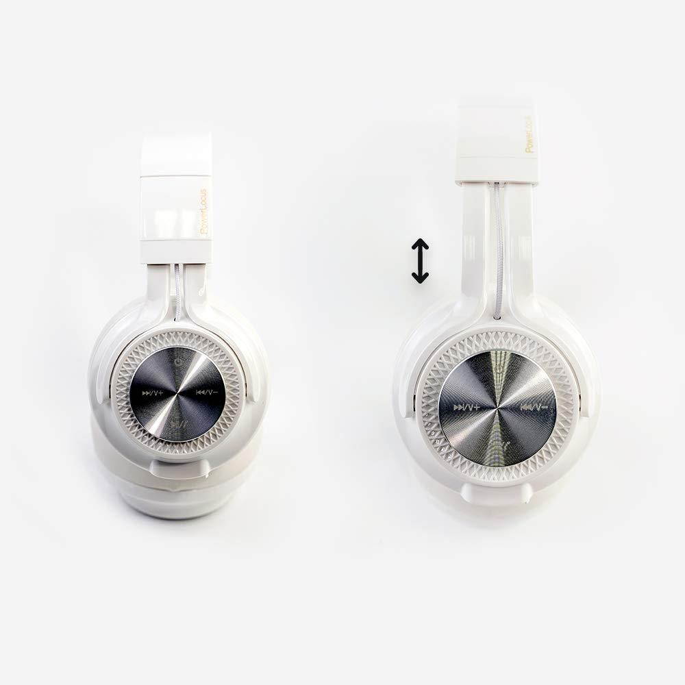 PowerLocus P3 Wireless Bluetooth Headphones Over-Ear, Foldable Stereo Wireless/Wired Headphone Over Ear with Mic Deep Bass Headset for iOS/Android/Laptop/PC/TV - White