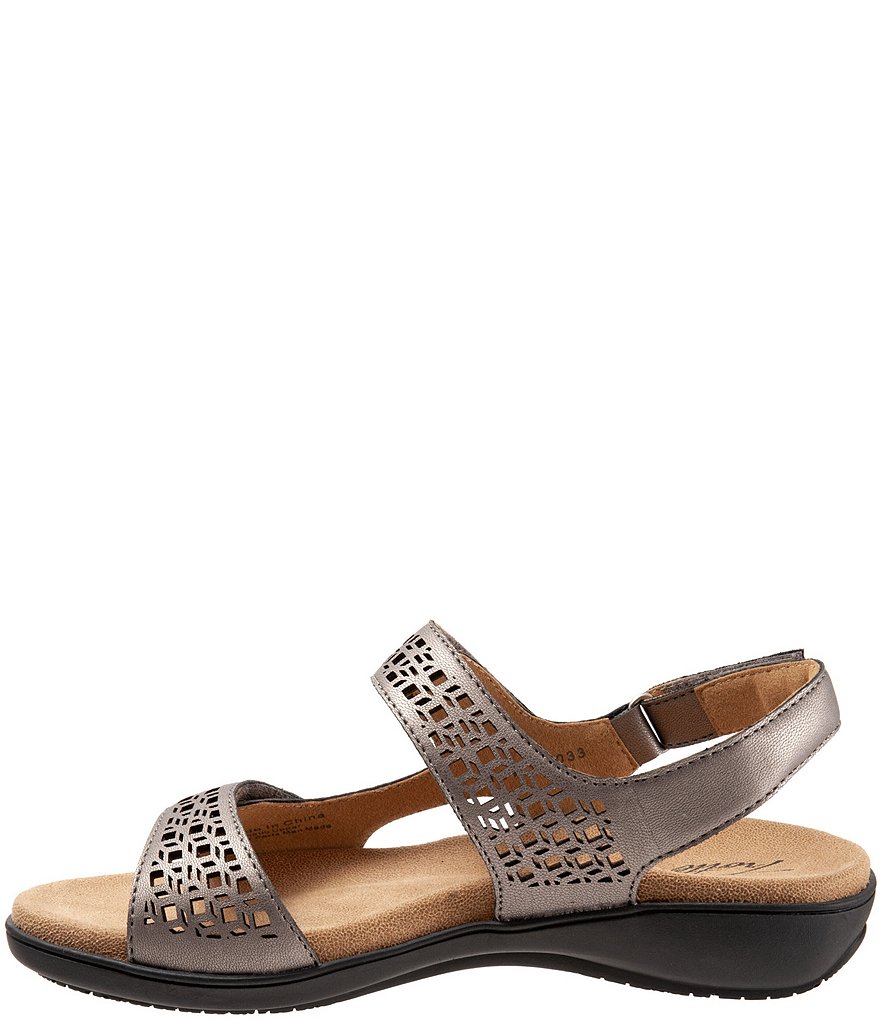 Trotters Romi Cutout Leather Adjustable Hook and Loop Footbed Sandals