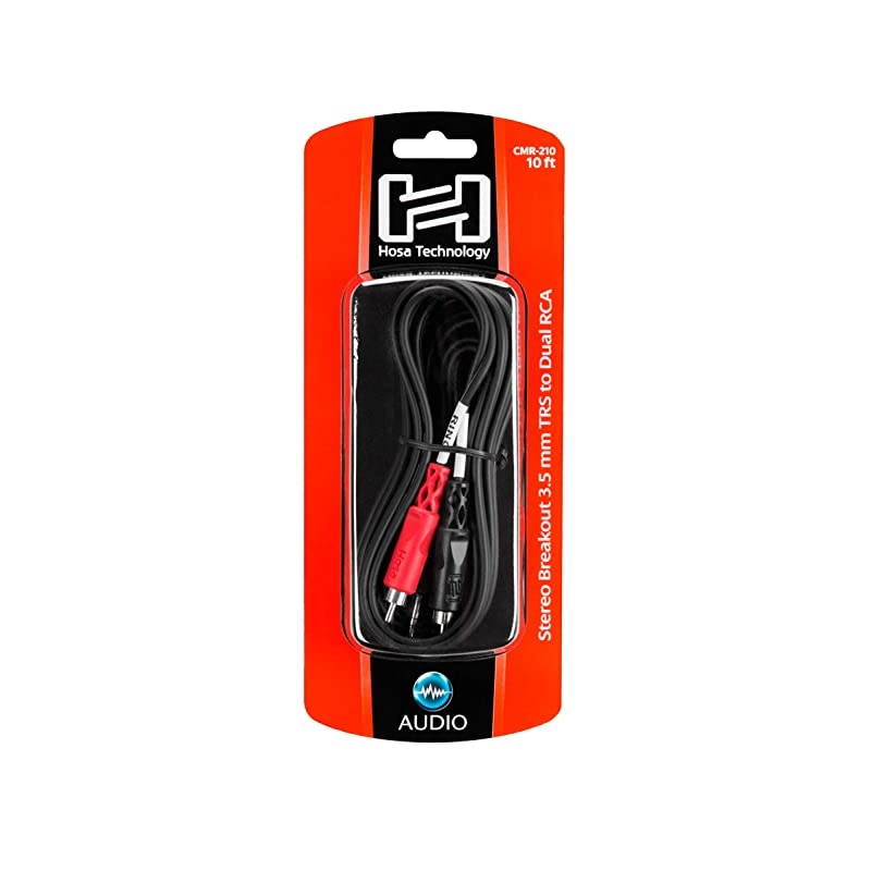 CMR-210 3.5 mm TRS to Dual RCA Stereo Breakout Cable, 10 Feet