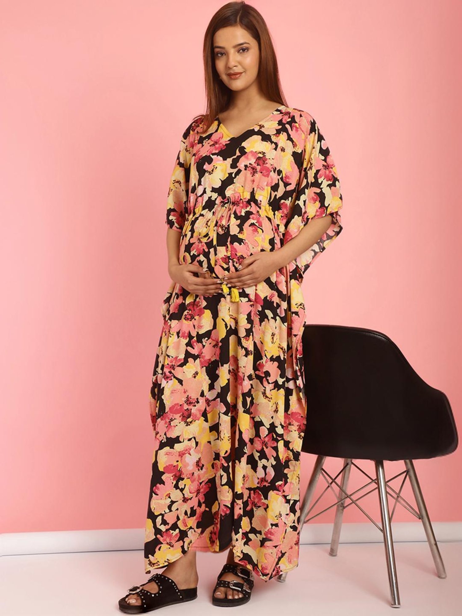 Secret Wish Multicolored Printed Maternity Kaftan