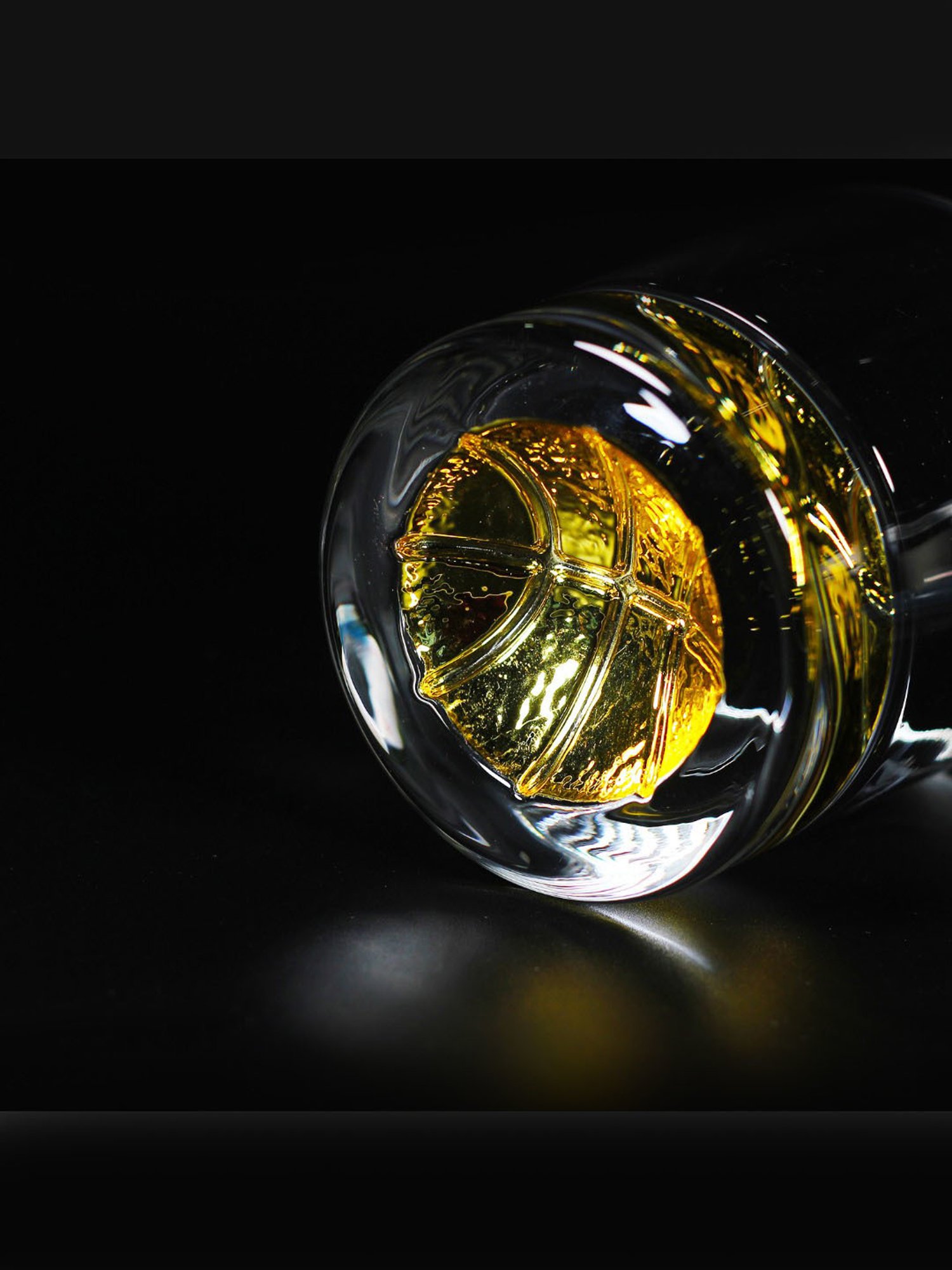 Melbify Gold Basket Ball Transparent Whiskey Glass 300ml - Set of 2