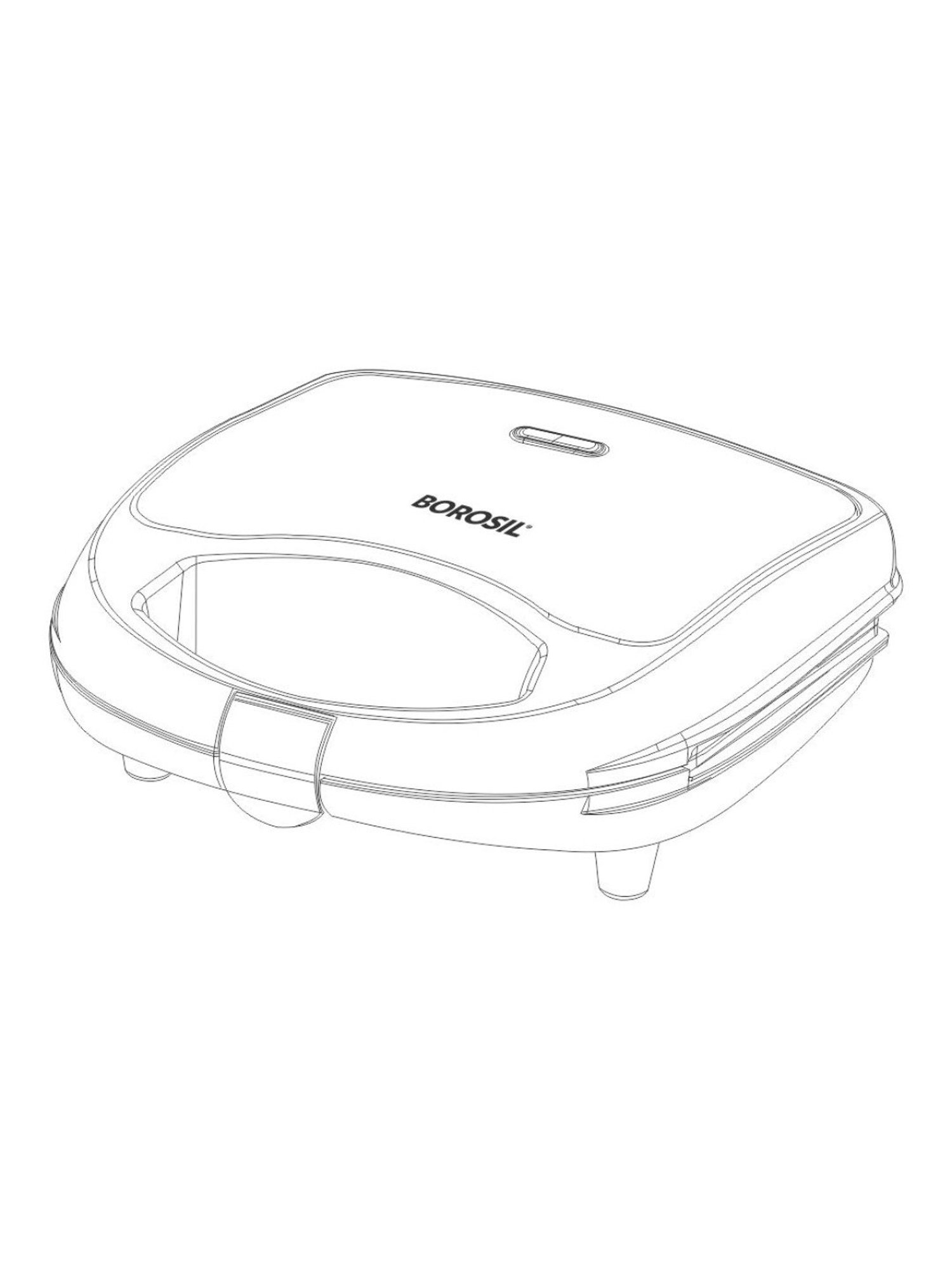 Borosil Sandwich Maker 700W Non Stick Coating (Black)