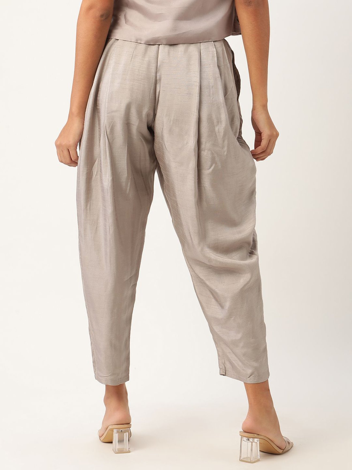 Rooted Ash Grey Mid Rise Trousers