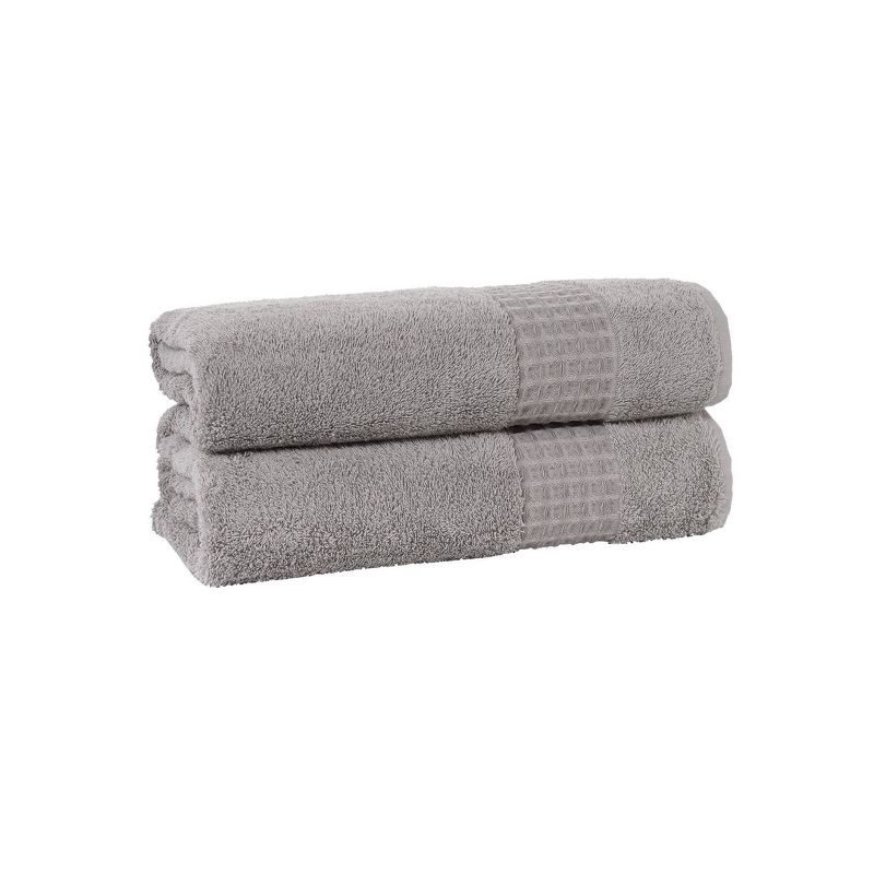 2pc Ela Turkish Cotton Bath Towel Set Silver - Enchante Home