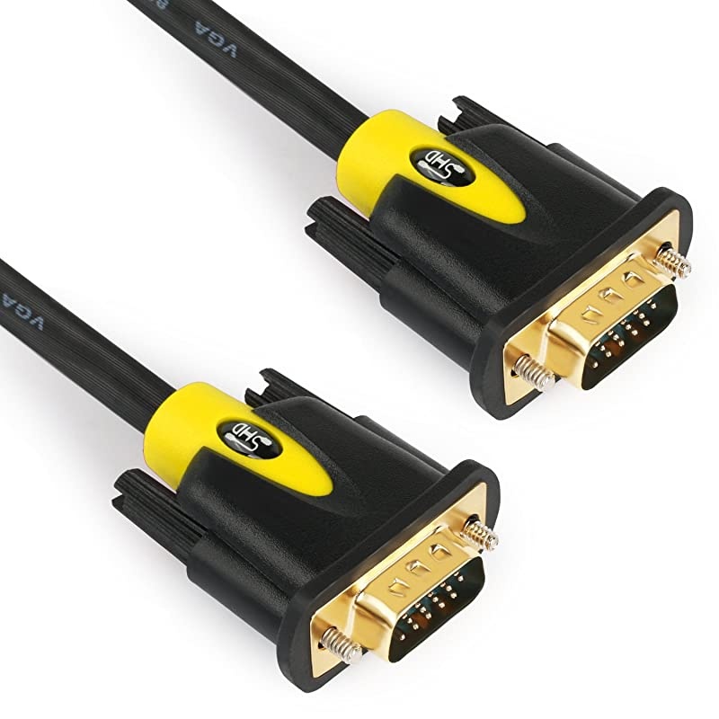 VGA Cable 6Feet VGA to VGA Monitor Cable HD15 SVGA for PC Laptop TV Porjector Black and Yellow Color