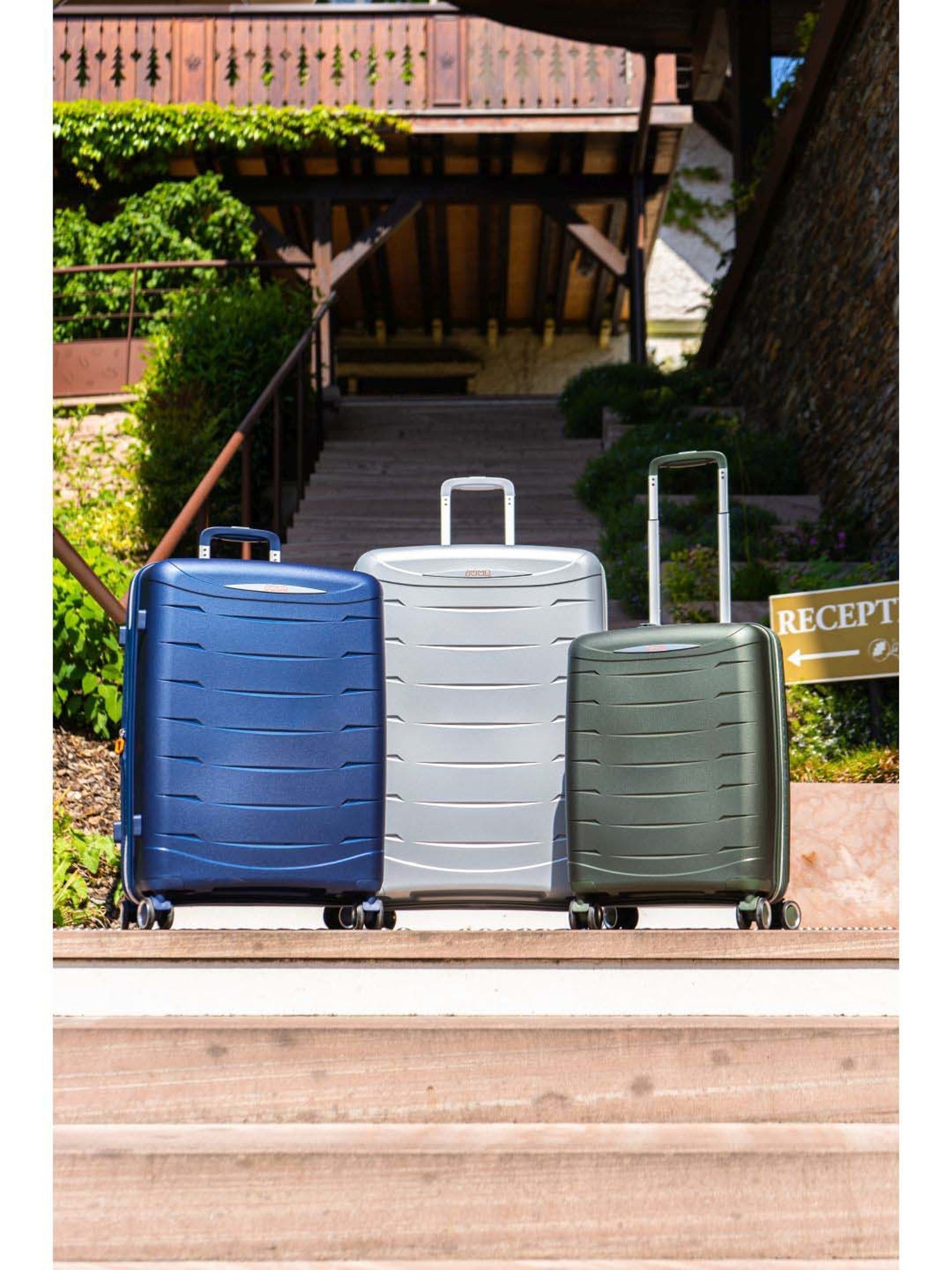 Jump Furano 2 Metallic Blue 8 Wheels Medium Hard Cabin Trolley Bag Set of 2