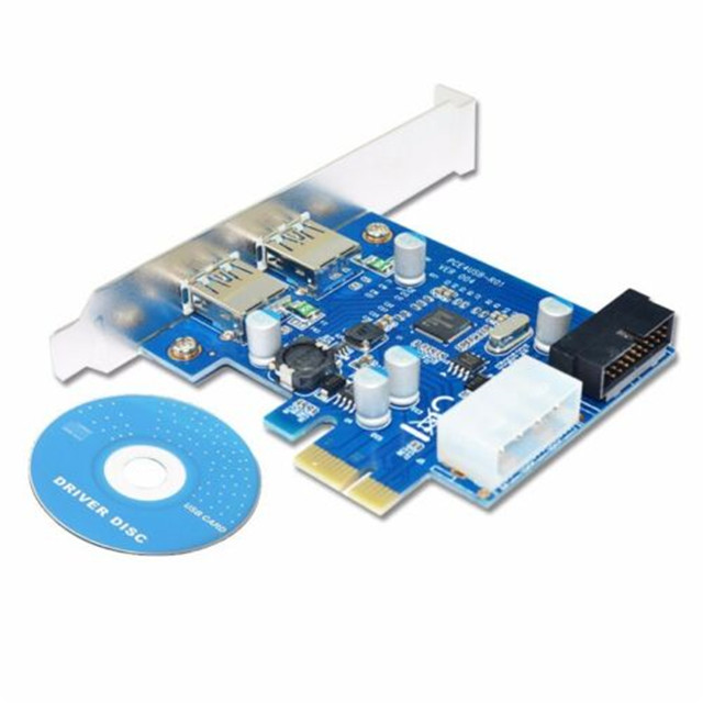 2 USB3.0 Port+19pin Header PCI-e x1 Card PCI Express USB 3.0 w/ Molex 4P IDE