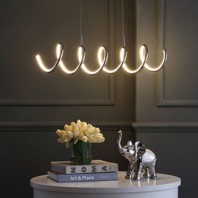 31" LED Dimmable Adjustable Metal Linear Pendant Chrome - Jonathan Y