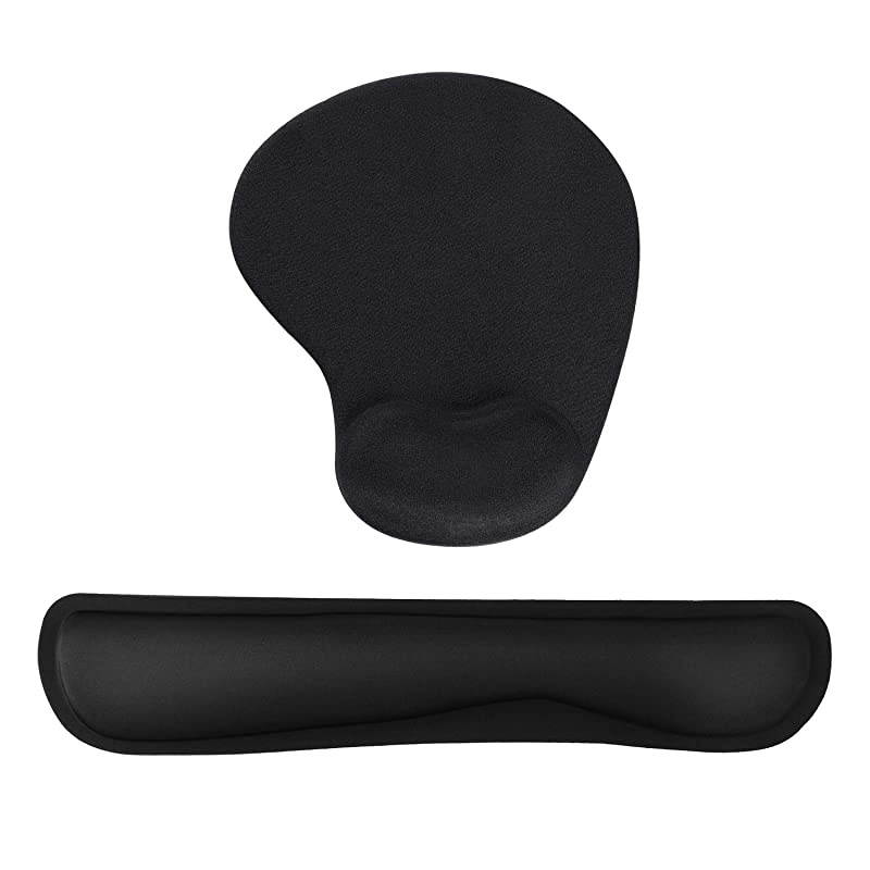 Keyboard and Mouse Pad with Gel Wrist Rest Support Memory Foam Set with Non Slip Rubber Base for Office Gaming Computer Laptop and Mac