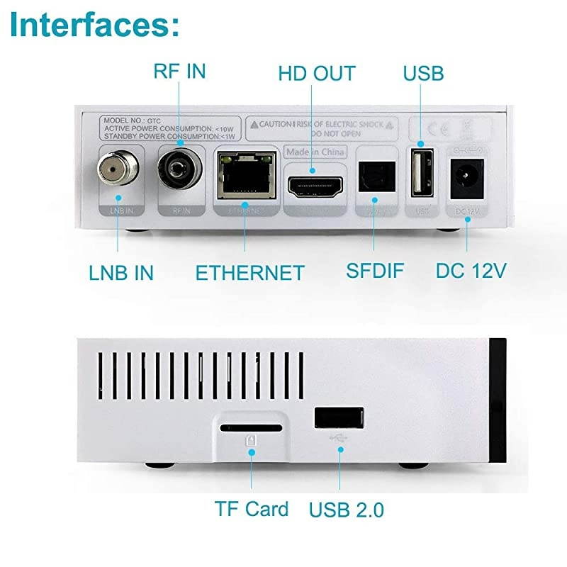 GTC Android 60 TV Box 4K Free to air FTA Satellite TV Receiver DVBS2 Digital ATSC Converter Box TV Tuner with WiFi 24Ghz BT40 3D H265 MPEG24 PVR Recording Smart TV Box