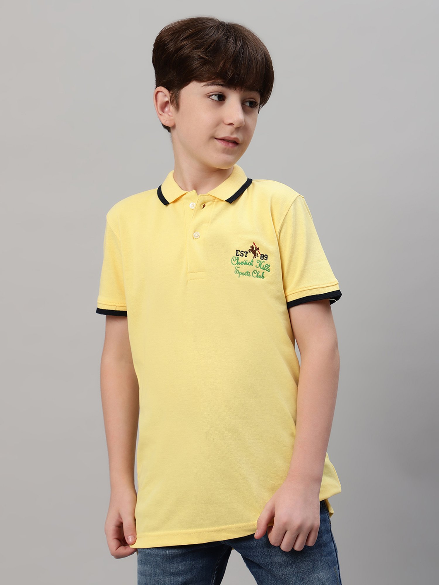 Cantabil Boys Yellow Solid Polo T-Shirt