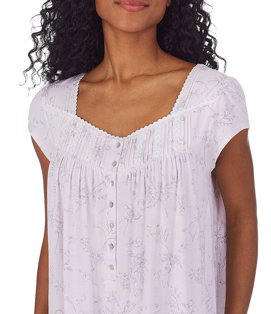 Eileen West Floral Printed Knit Waltz Gown