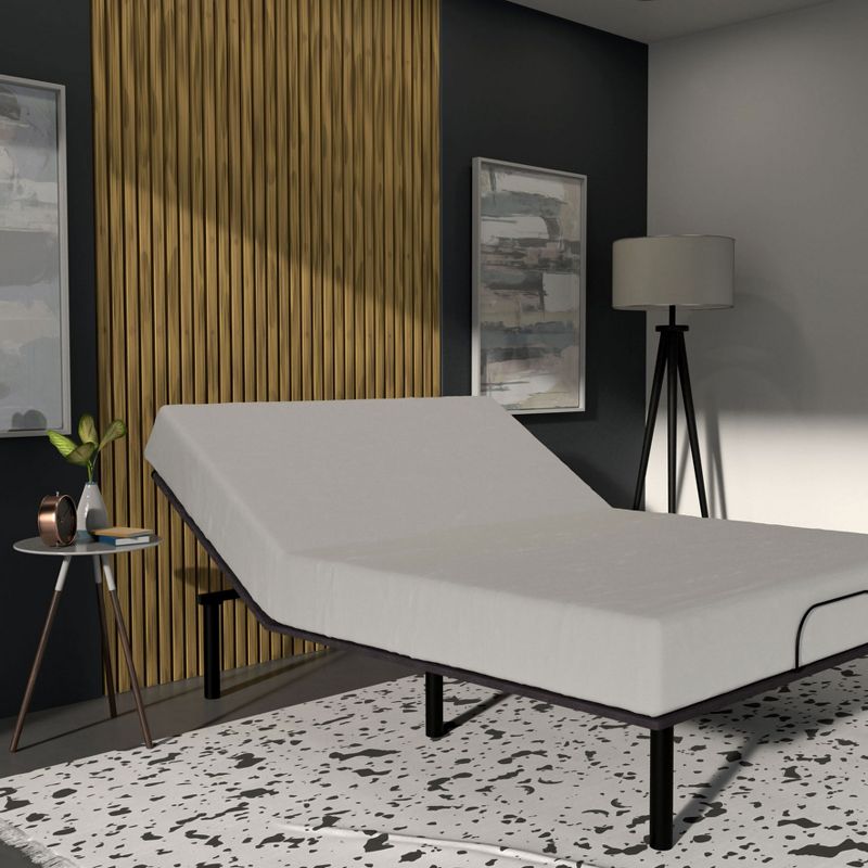 Reverie O200 Electric Fabric Upholstered Easy to Assemble Adjustable Power Bed Base with Simple Function Remote Control Included, Queen