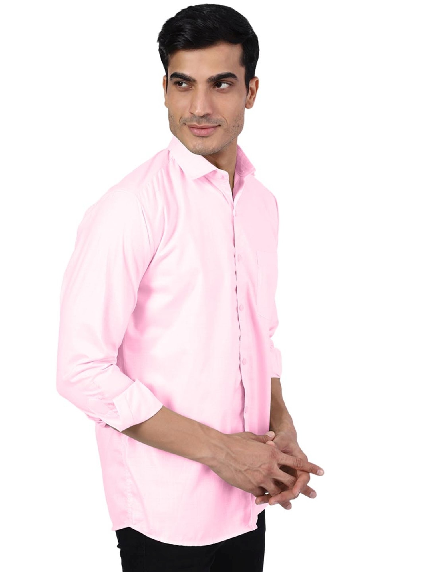 TAHVO Pink Cotton Slim Fit Shirt