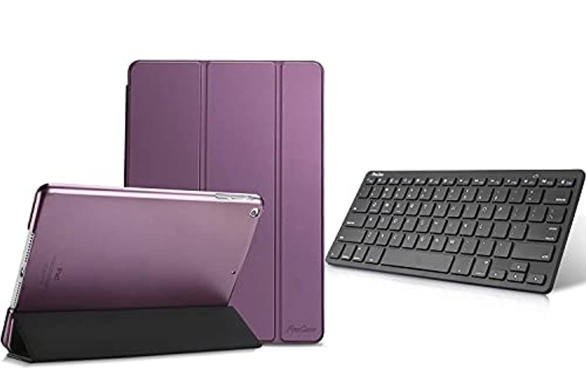 ProCase Purple iPad Mini 1 2 3 Slim Lightweight Case(Old Model A1432 A1) Bundle with Black Slim Compact Portable Wireless Keyboard