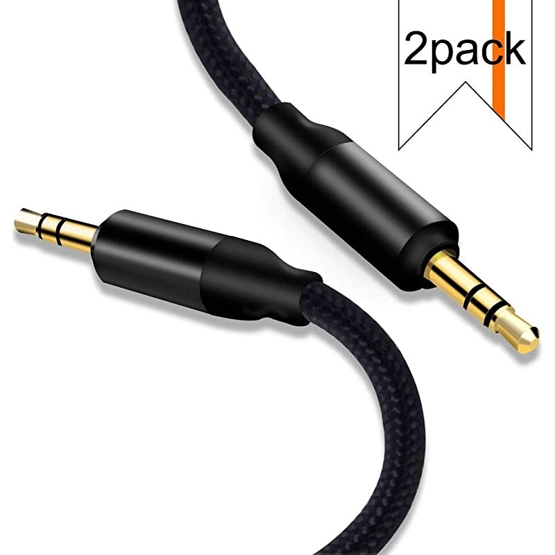 Audio AUX Cable 6FT 2Pack 35mm Male to Male Stereo Auxiliary Cord Lossless Gold Plated Jack for Headphones MP3 Player Speaker Cell Phones Tablets Home or Car Stereo or 35mm Aux Port