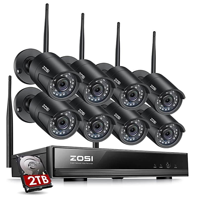 H.265+ 1080p Wireless Security Camera System for Home, 8CH Network Video Recorder (NVR) with 8 x 2MP Auto Match WiFi IP Camera Outdoor Indoor