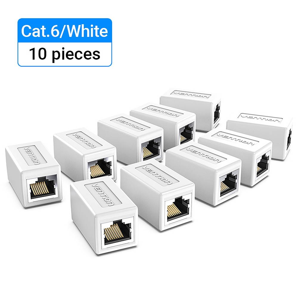 Vention IPVW0-10 RJ45 Connector Cat.6 FTP Keystone Jack Coupler for Network Cable Extension White 10 Pieces