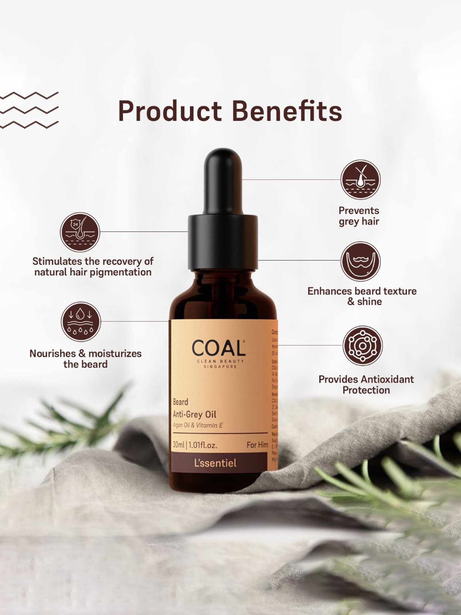 COAL Clean Beauty Beard Anti-Grey Oil - 30 ml