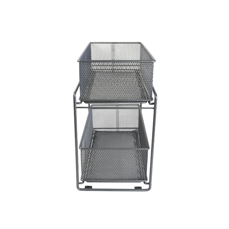 Design Ideas Mesh Sliding Cabinet Baskets &ndash; Two Organization Bins &ndash; Silver, 7.5&rdquo; x 13.8&rdquo; x 12.5&rdquo;