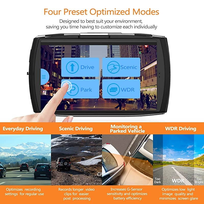 Dual Dash Cam 4.0" Touch Screen Front and Rear Dash Cam FHD 1080P with Night Mode, 32GB Card Included,155 Degree Wide Angle, WDR, G-Sensor, Loop Recording, Support 256GB Max