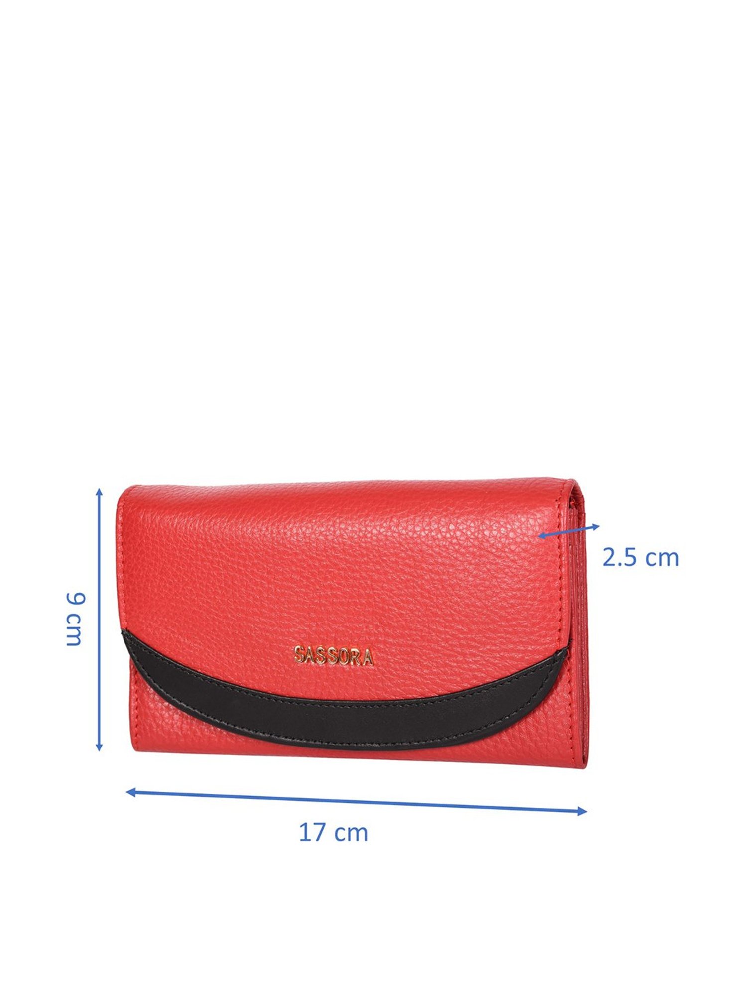 SASSORA Red & Black Solid Rfid Wallet for Women