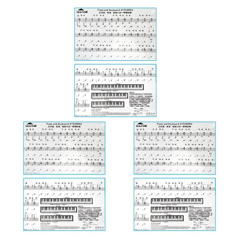 3 Sheets Removable Creative Piano Stickers Piano Beginner Stickers Keyboards Sticker
