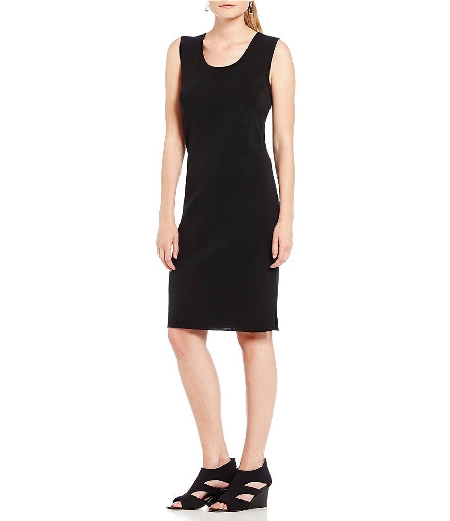 Calvin Klein Sleeveless Round Neck Button Front Sheath Dress