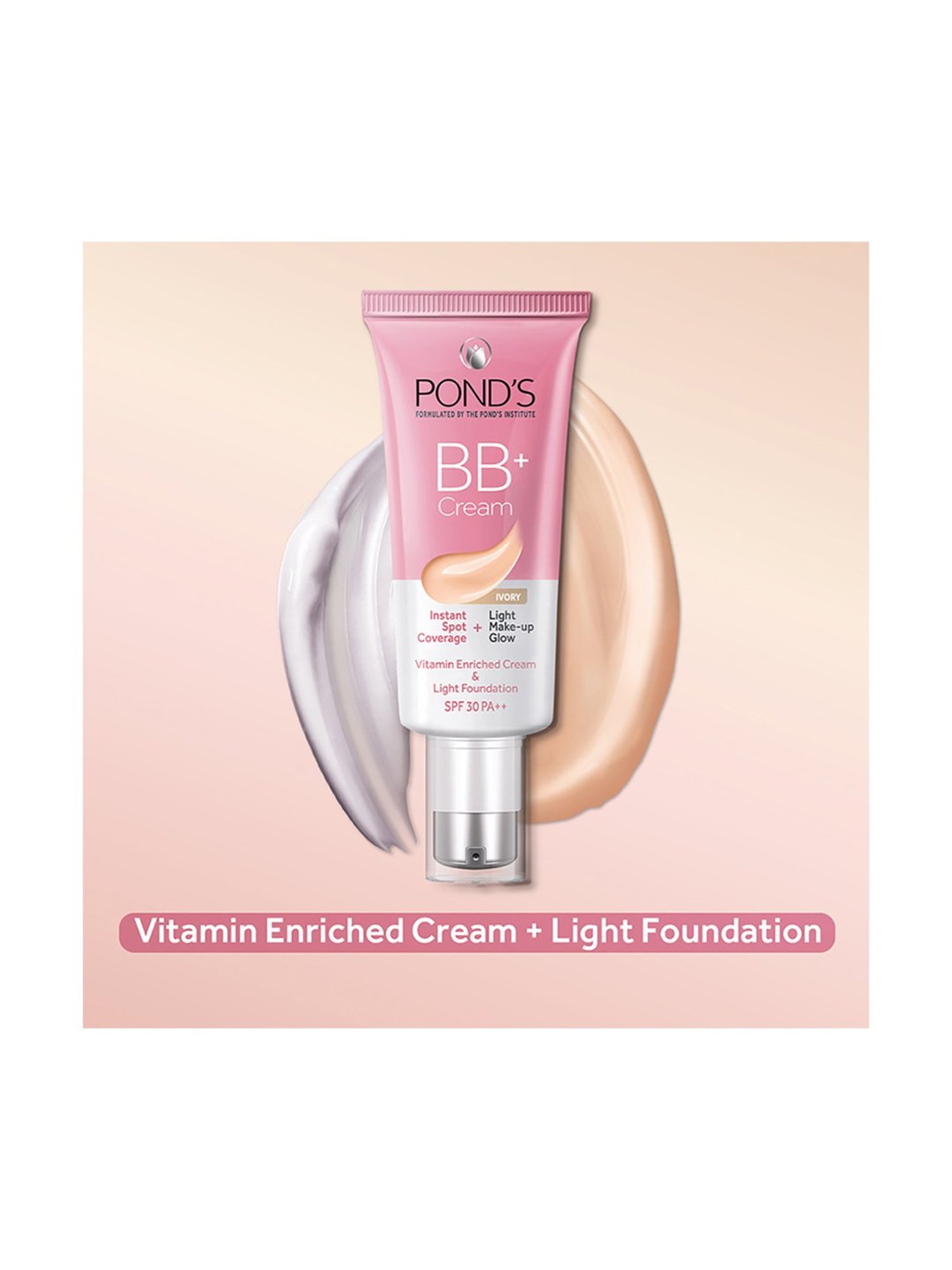 POND'S BB+ Cream Instant Spot Coverage + Light Make-Up Glow SPF 30 Ivory - 30 gm