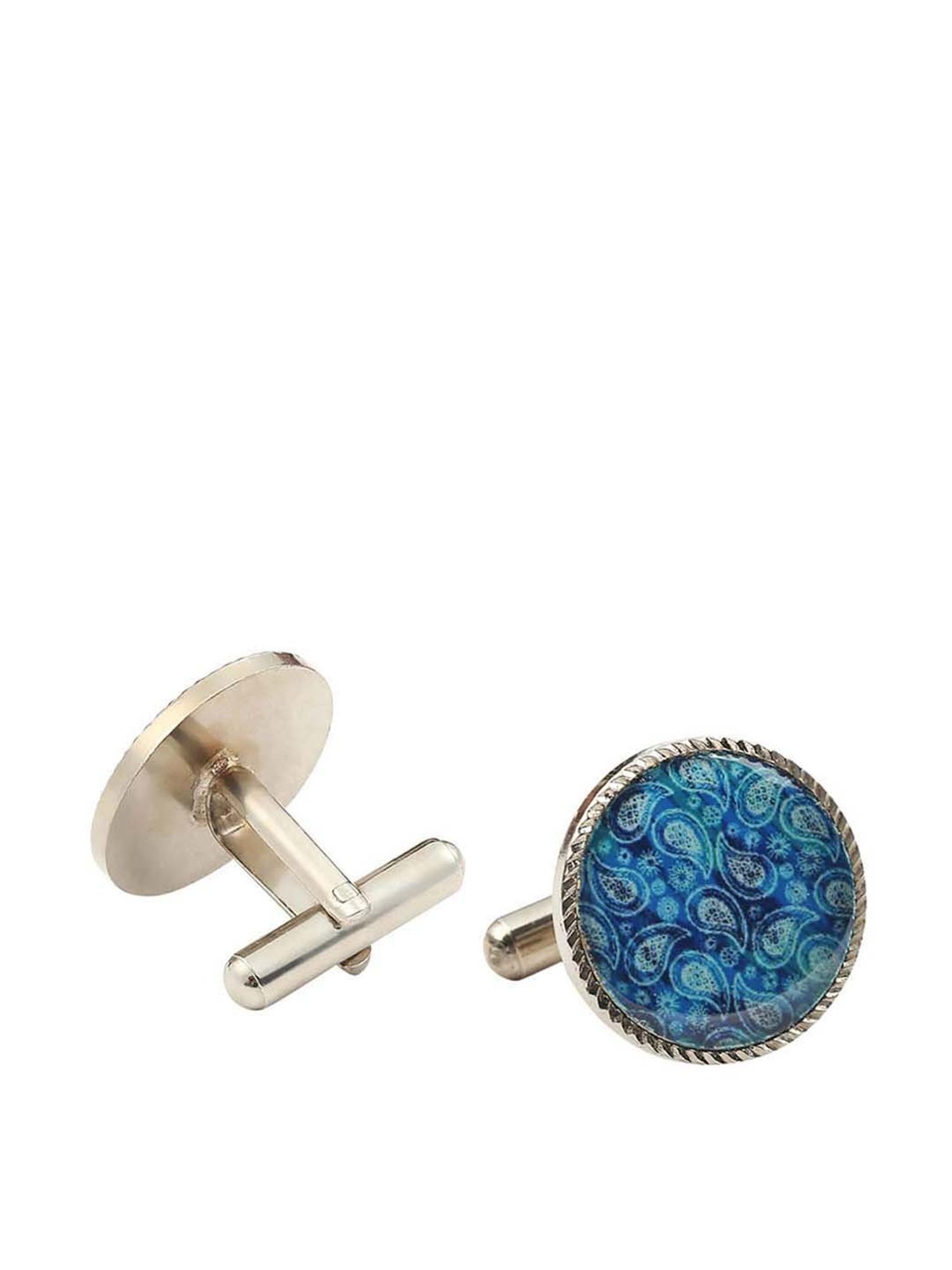 Tossido Blue Printed Cufflinks