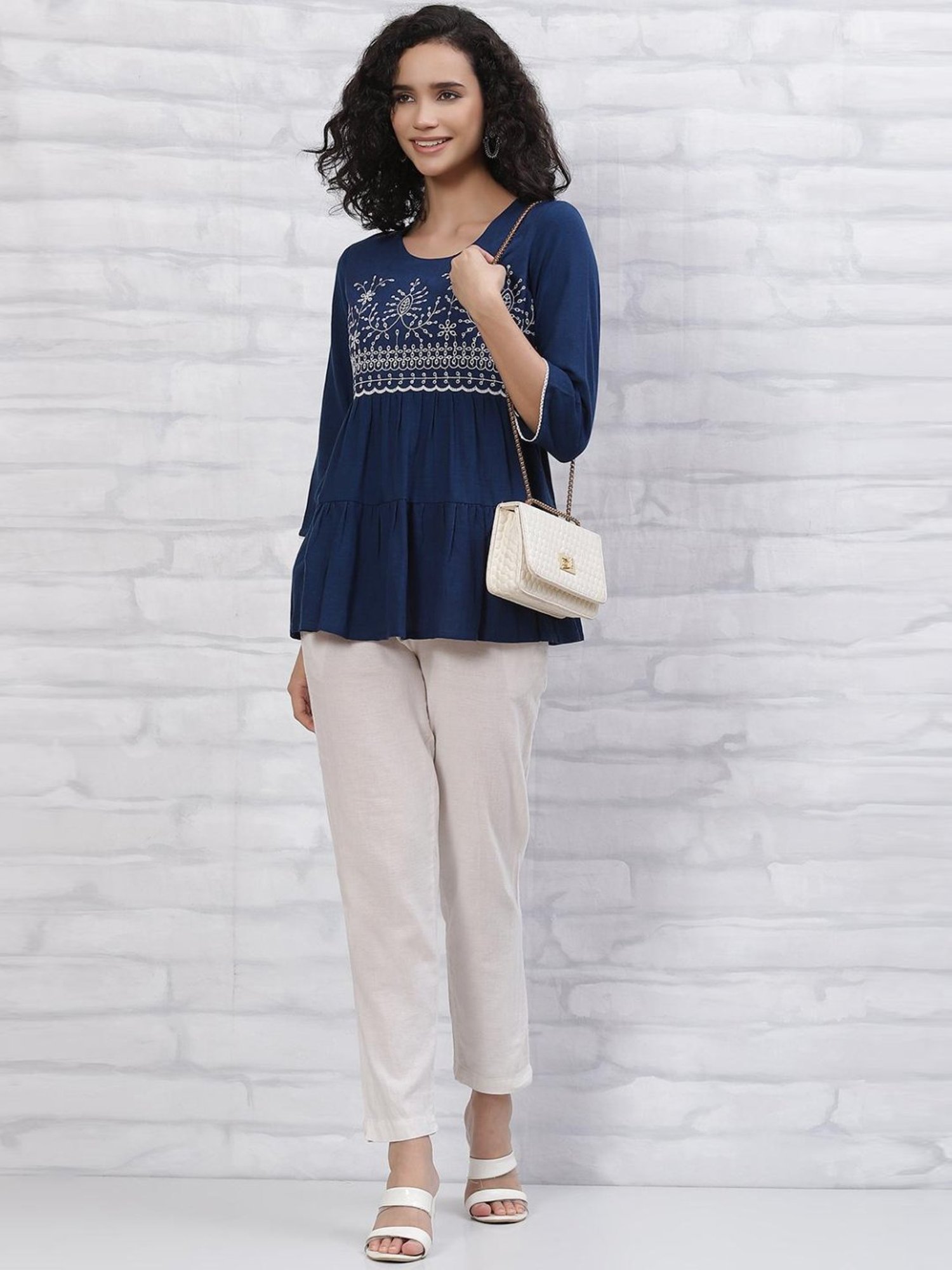 Rangriti Blue Printed Tunic