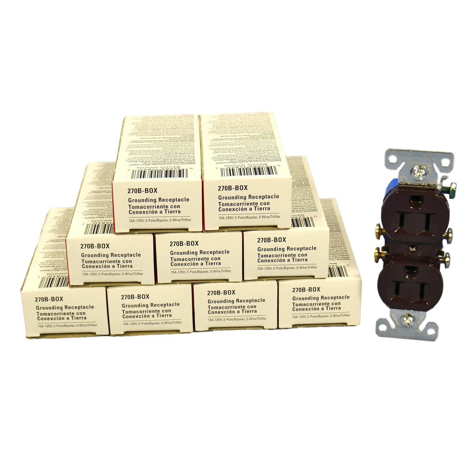 Cooper Wiring 270B Brown Grounded Receptacle