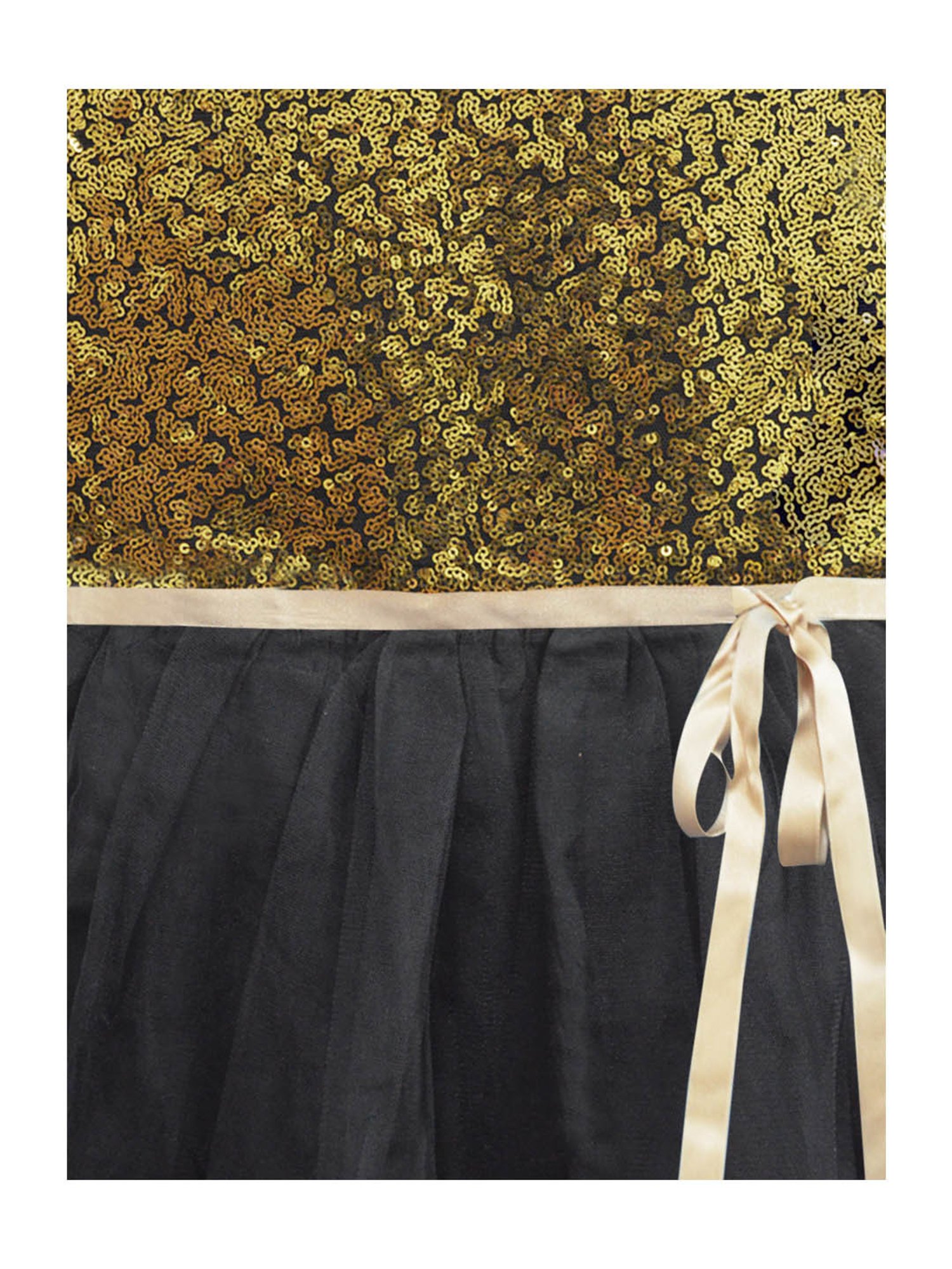 A.T.U.N. Golden & Black Embellished Dress