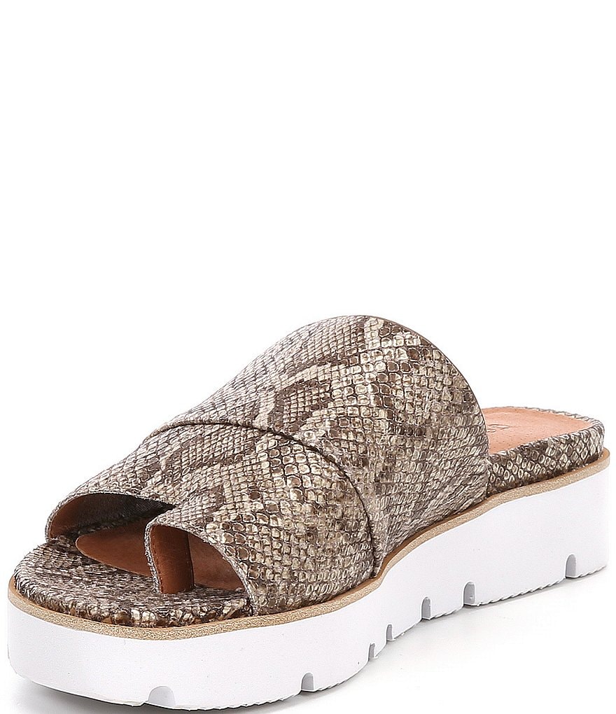 Gentle Souls Lavern Snake Print Leather Platform Sandals