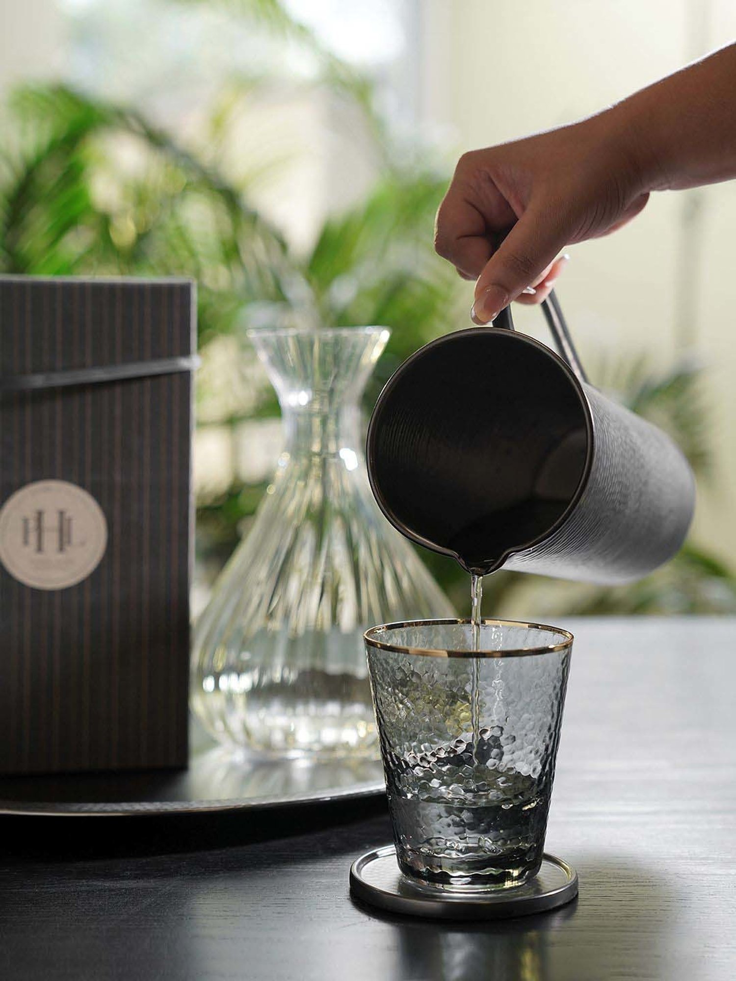 Pure Home and Living Grey Stainless Steel Matt Finish Hammered Pitcher (1.5 L)